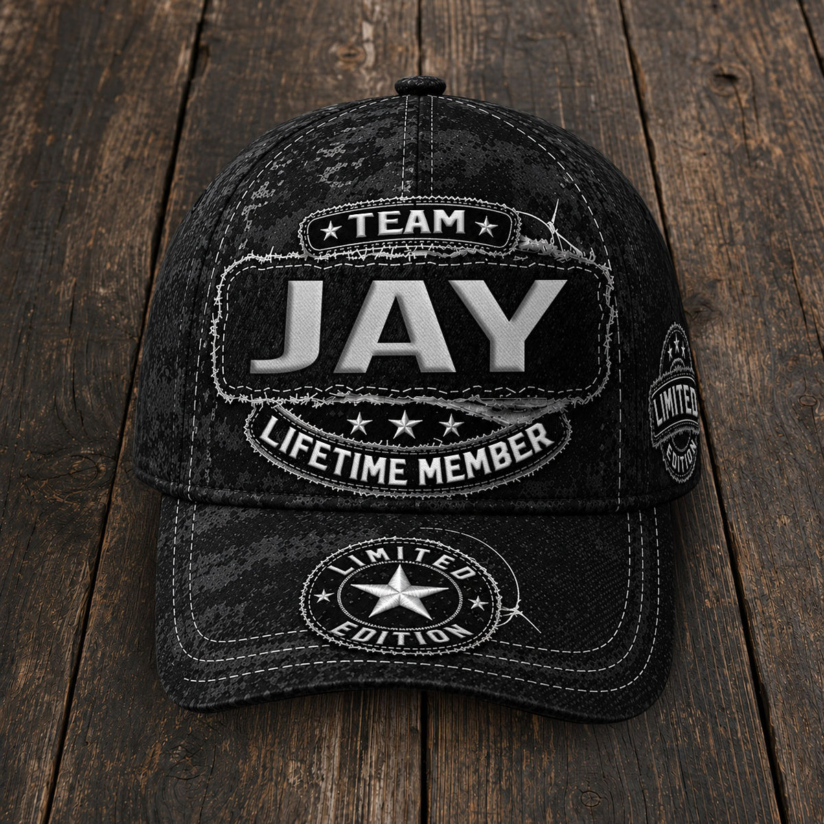 JAY TC03 HH79  Personalized Black Camo Baseball Cap, Custom Name Family Hat