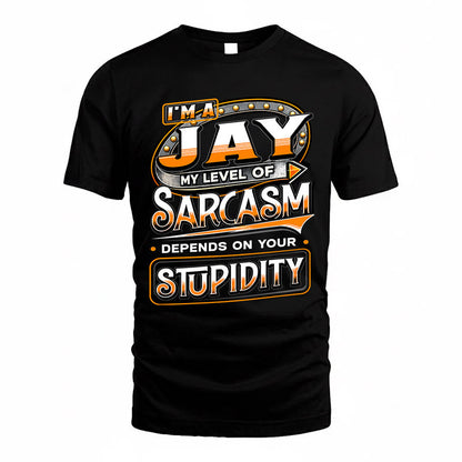 JAY TT88-K6-229 – Personalized Funny Sarcasm Apparel "My Level Of Sarcasm Depends On Your Stupidity"