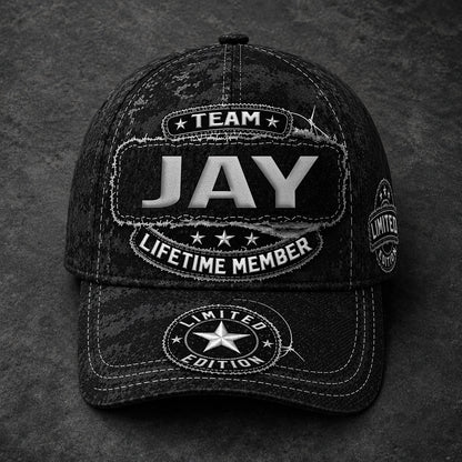 JAY TC03 HH79  Personalized Black Camo Baseball Cap, Custom Name Family Hat
