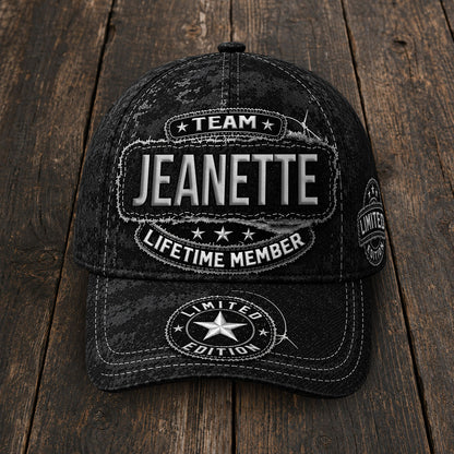 JEANETTE TC03 HH79  Personalized Black Camo Baseball Cap, Custom Name Family Hat