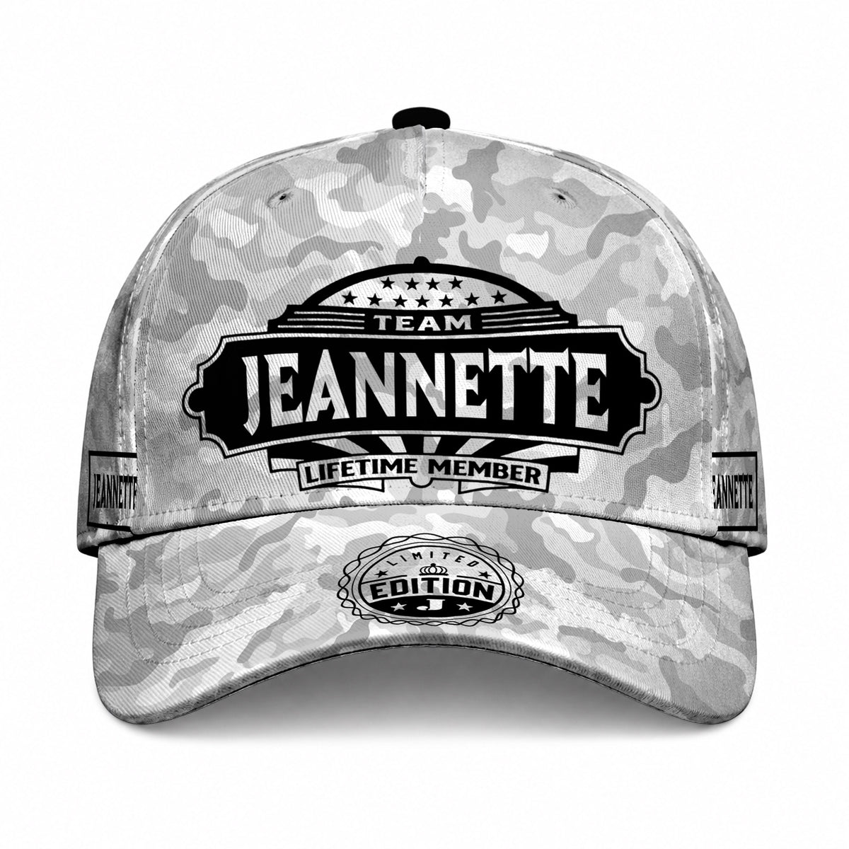 JEANNETTE TC01 HH79 Team Your Name Hat, Personalized Camo Baseball Cap, Custom Family Gift, Gift for Him Her