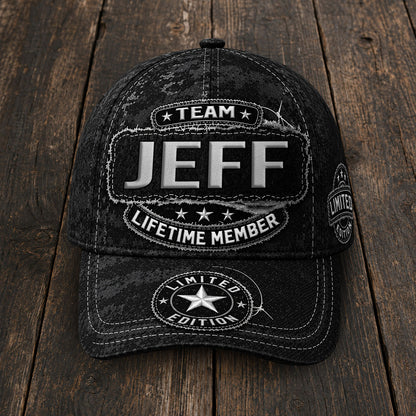 JEFF TC03 HH79  Personalized Black Camo Baseball Cap, Custom Name Family Hat