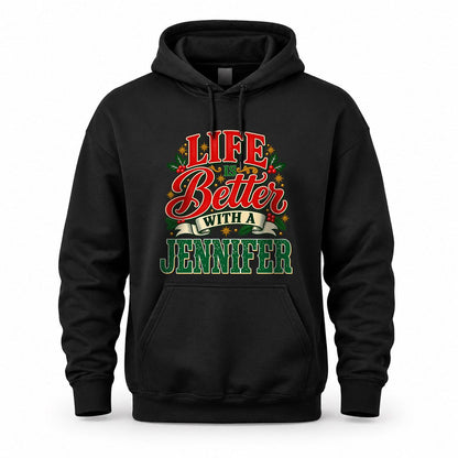 JENNIFER HH-F011 Personalized Name Christmas Shirt – “Life Is Better With a Custom Name” Funny Christmas Gift, Custom Holiday Apparel