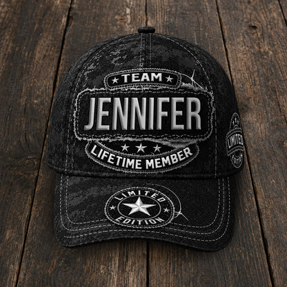 JENNIFER TC03 HH79  Personalized Black Camo Baseball Cap, Custom Name Family Hat
