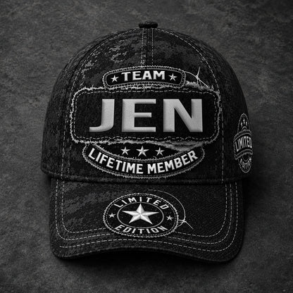 JEN TC03 HH79  Personalized Black Camo Baseball Cap, Custom Name Family Hat