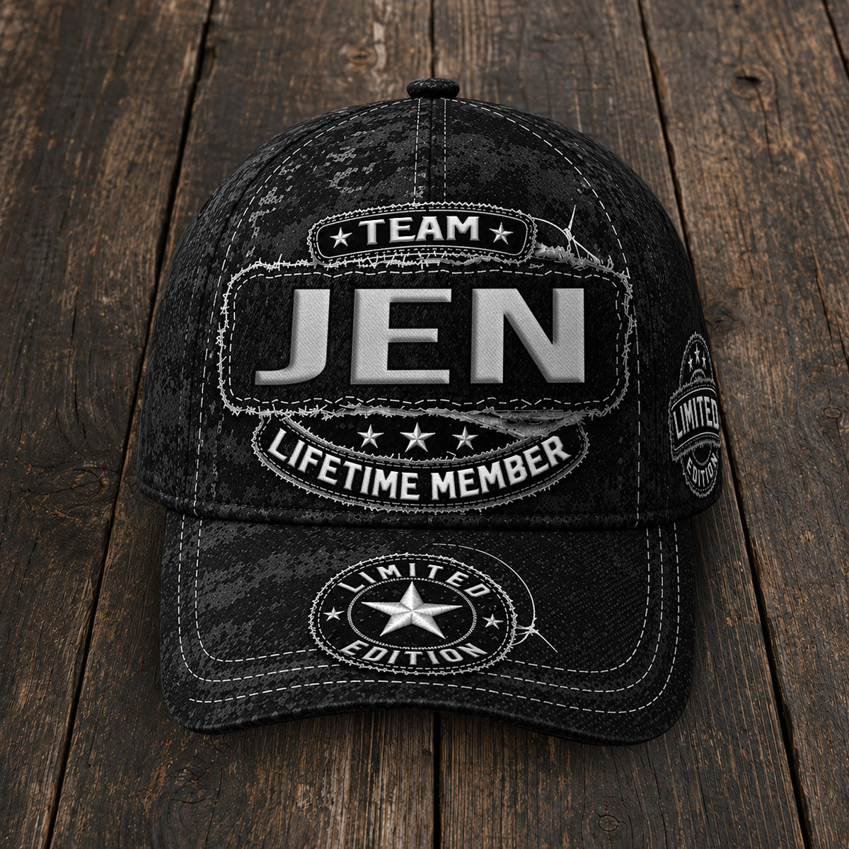 JEN TC03 HH79  Personalized Black Camo Baseball Cap, Custom Name Family Hat