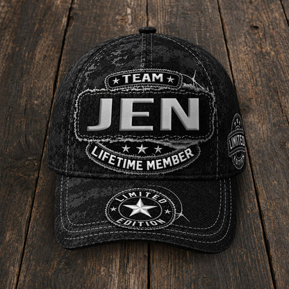 JEN TC03 HH79  Personalized Black Camo Baseball Cap, Custom Name Family Hat