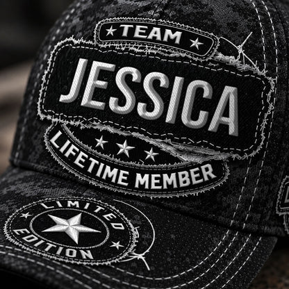 JESSICA TC03 HH79  Personalized Black Camo Baseball Cap, Custom Name Family Hat