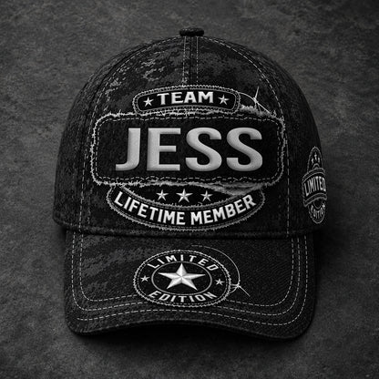 JESS TC03 HH79  Personalized Black Camo Baseball Cap, Custom Name Family Hat