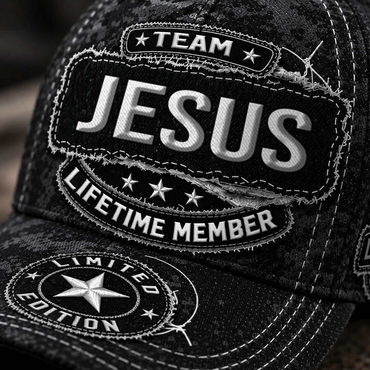 JESUS TC03 HH79  Personalized Black Camo Baseball Cap, Custom Name Family Hat