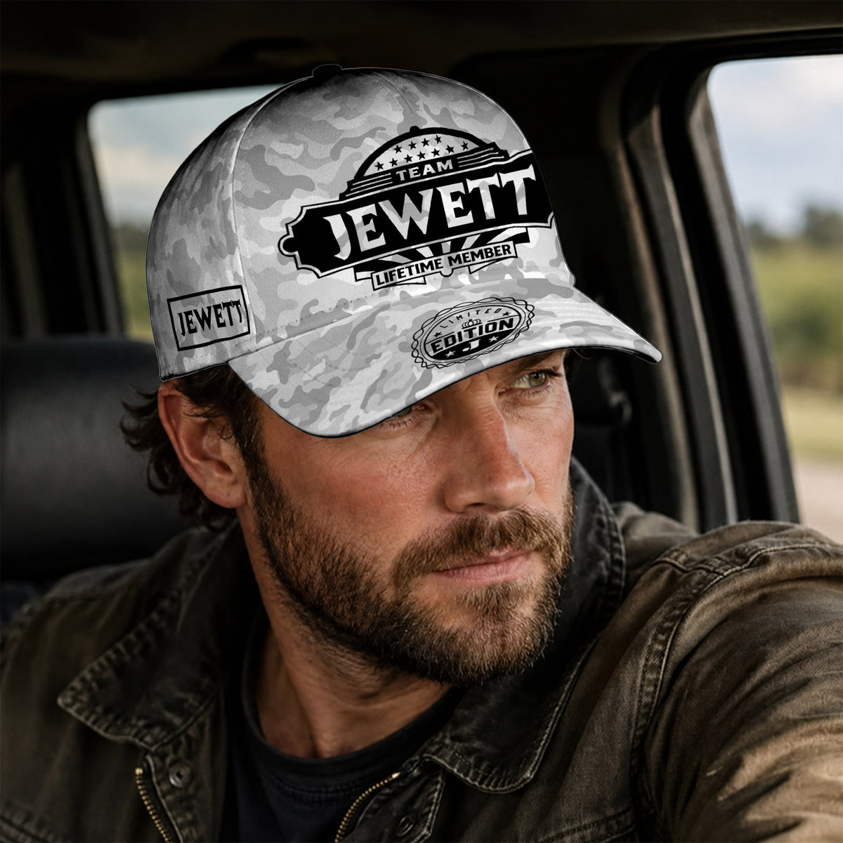 JEWETT TC01 HH79 Team Your Name Hat, Personalized Camo Baseball Cap, Custom Family Gift, Gift for Him Her