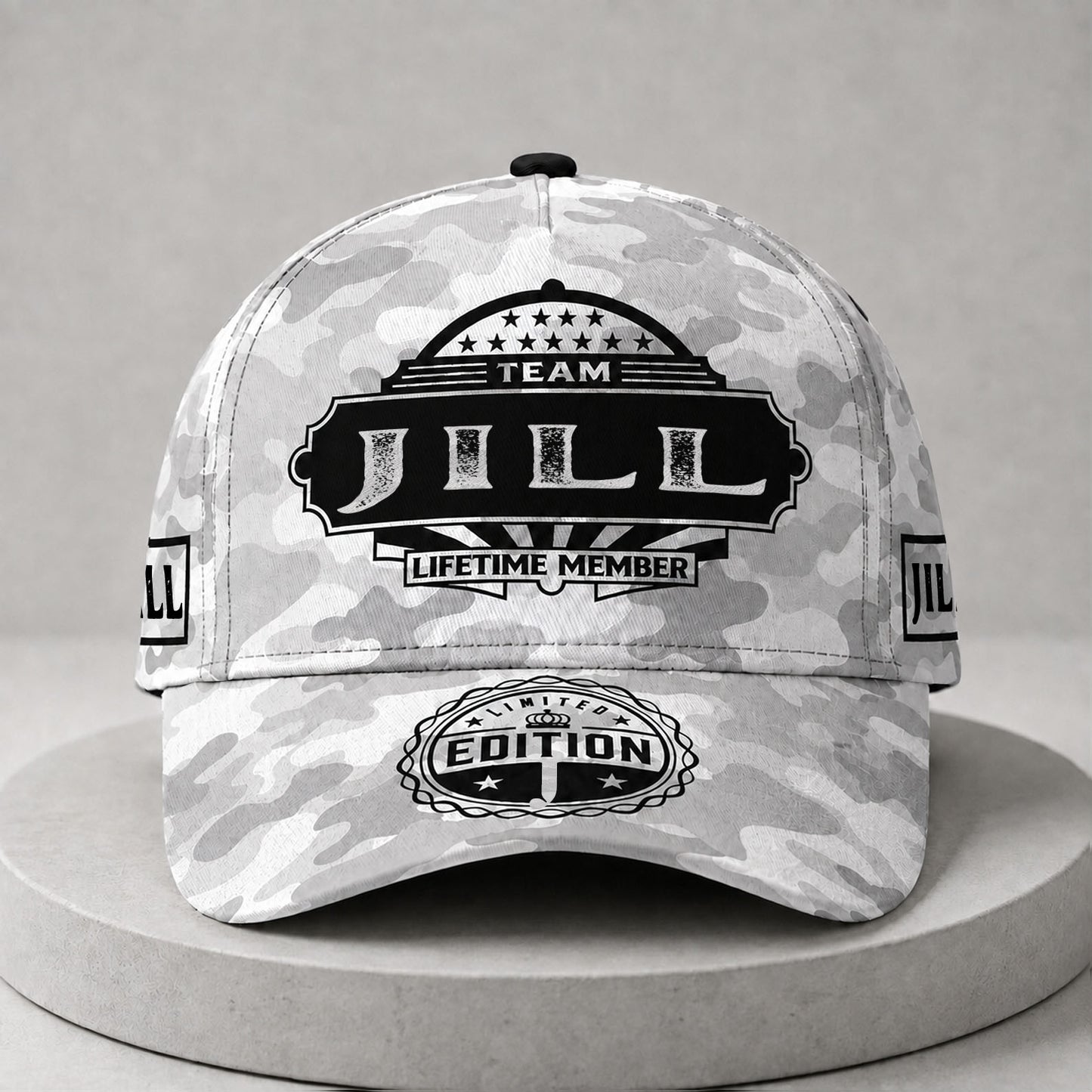 JILL TC01 HH79 Team Your Name Hat, Personalized Camo Baseball Cap, Custom Family Gift, Gift for Him Her