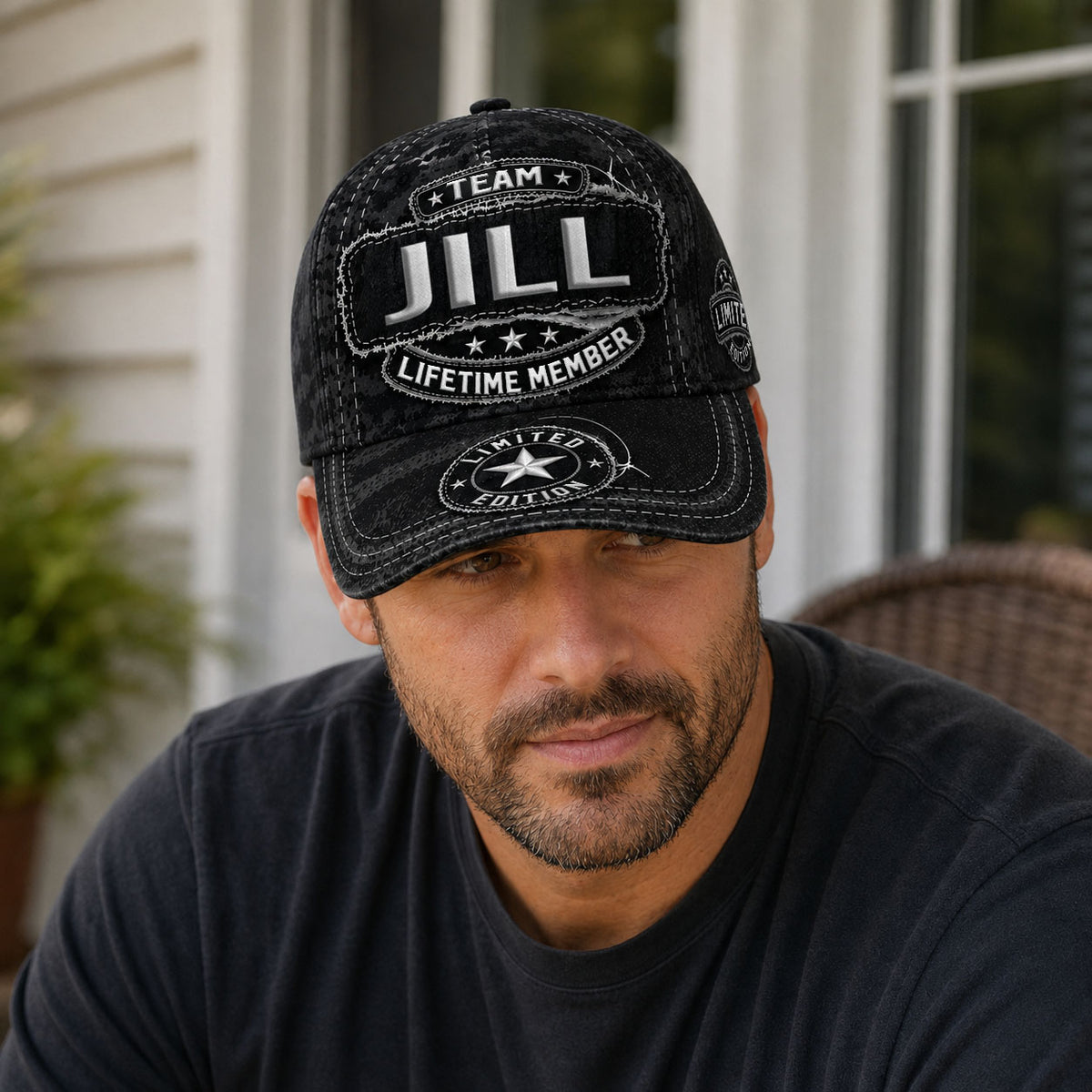 JILL TC03 HH79  Personalized Black Camo Baseball Cap, Custom Name Family Hat