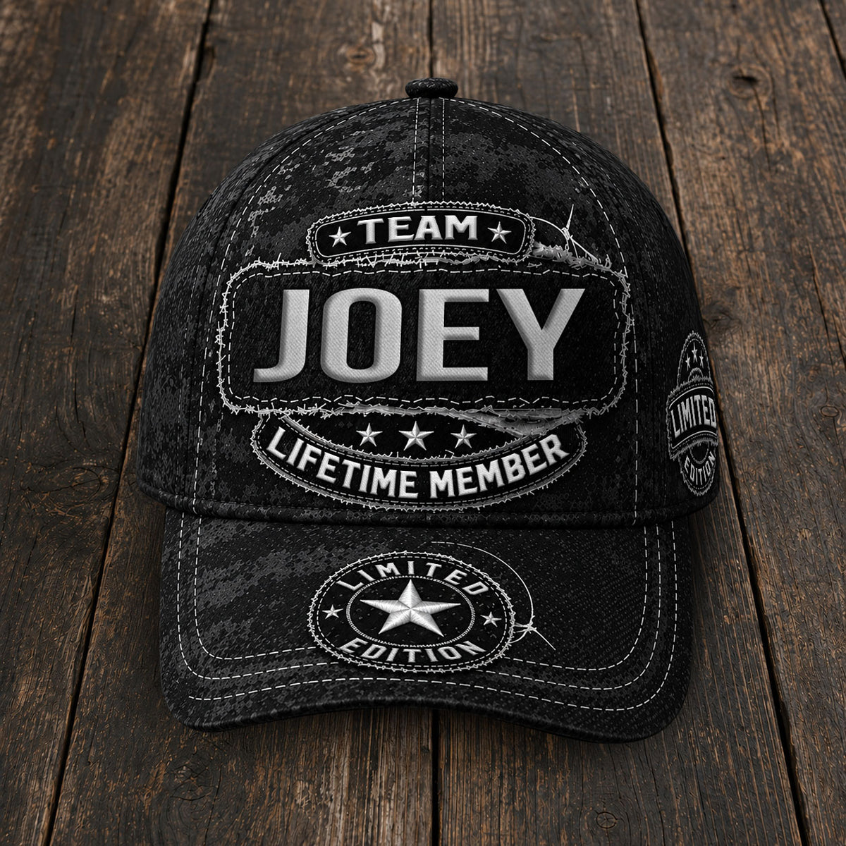 JOEY TC03 HH79  Personalized Black Camo Baseball Cap, Custom Name Family Hat