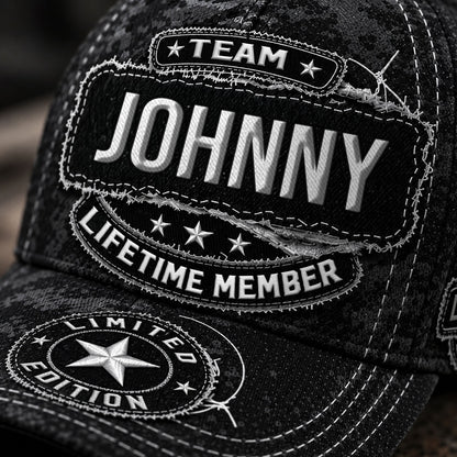 JOHNNY TC03 HH79  Personalized Black Camo Baseball Cap, Custom Name Family Hat