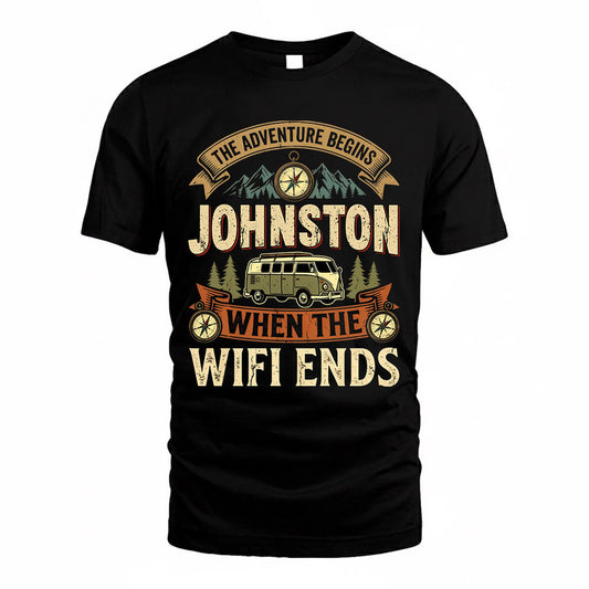 JOHNSTON TT898-K6-229 – Personalized Funny Camping Quote Apparel “The Adventure Begins When The WiFi Ends”