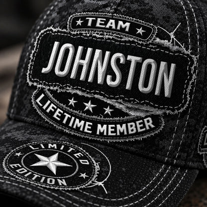 JOHNSTON TC03 HH79  Personalized Black Camo Baseball Cap, Custom Name Family Hat
