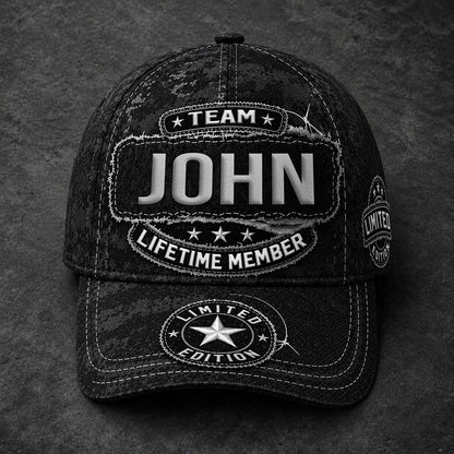 JOHN TC03 HH79  Personalized Black Camo Baseball Cap, Custom Name Family Hat
