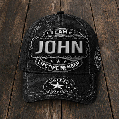 JOHN TC03 HH79  Personalized Black Camo Baseball Cap, Custom Name Family Hat