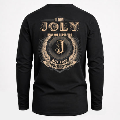JOLY 2K-101–Personalized Name Quote Apparel “I Am NAME May Not Be Perfect But I Am Limited Edition”