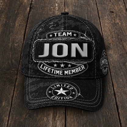 JON TC03 HH79  Personalized Black Camo Baseball Cap, Custom Name Family Hat