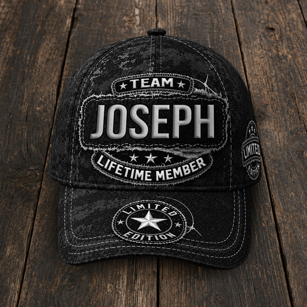 JOSEPH TC03 HH79  Personalized Black Camo Baseball Cap, Custom Name Family Hat