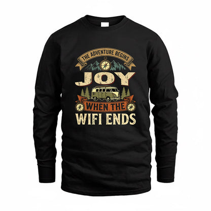 JOY TT898-K6-229 – Personalized Funny Camping Quote Apparel “The Adventure Begins When The WiFi Ends”