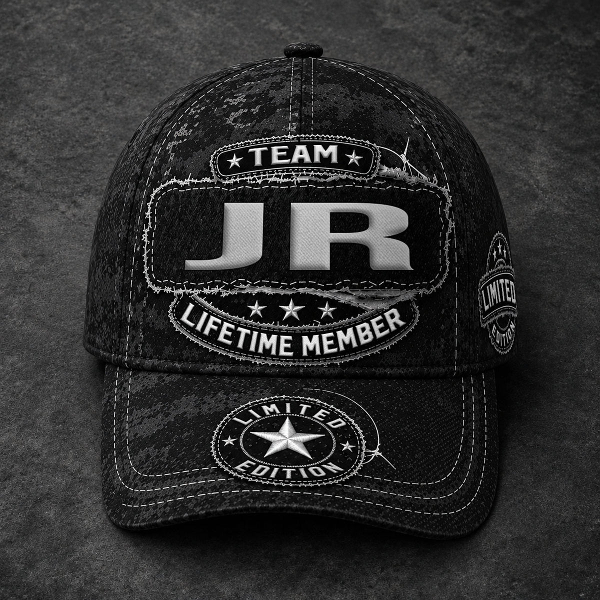 JR TC03 HH79  Personalized Black Camo Baseball Cap, Custom Name Family Hat