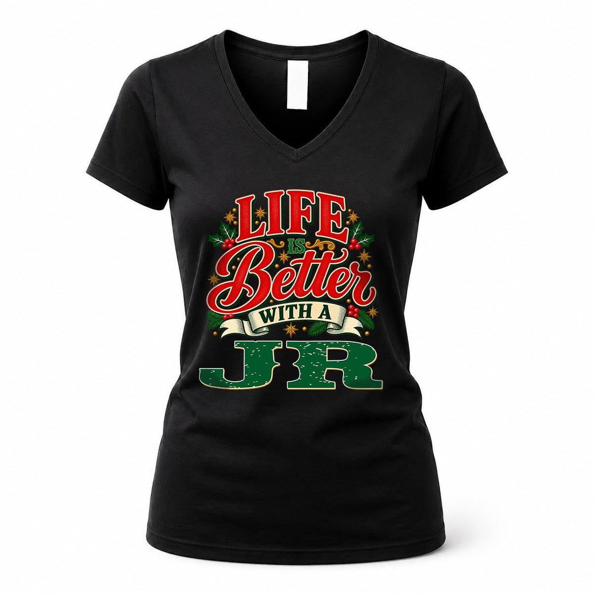 JR HH-F011 Personalized Name Christmas Shirt – “Life Is Better With a Custom Name” Funny Christmas Gift, Custom Holiday Apparel