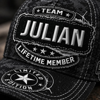 JULIAN TC03 HH79  Personalized Black Camo Baseball Cap, Custom Name Family Hat
