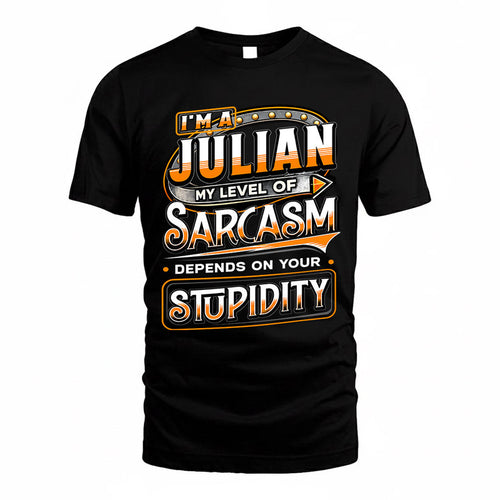 JULIAN TT88-K6-229 – Personalized Funny Sarcasm Apparel "My Level Of Sarcasm Depends On Your Stupidity"