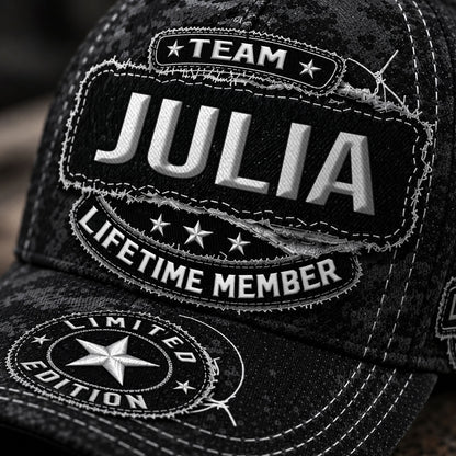 JULIA TC03 HH79  Personalized Black Camo Baseball Cap, Custom Name Family Hat