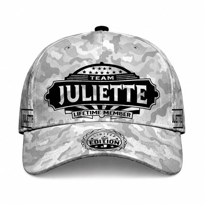 JULIETTE TC01 HH79 Team Your Name Hat, Personalized Camo Baseball Cap, Custom Family Gift, Gift for Him Her