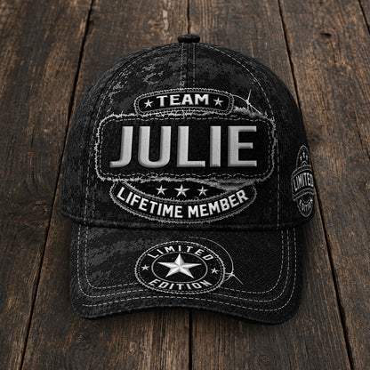 JULIE TC03 HH79  Personalized Black Camo Baseball Cap, Custom Name Family Hat
