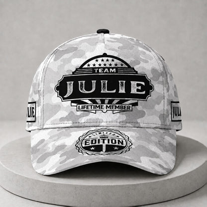 JULIE TC01 HH79 Team Your Name Hat, Personalized Camo Baseball Cap, Custom Family Gift, Gift for Him Her