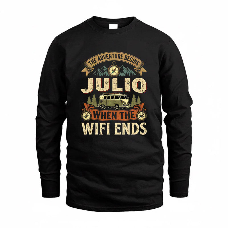 JULIO TT898-K6-229 – Personalized Funny Camping Quote Apparel “The Adventure Begins When The WiFi Ends”