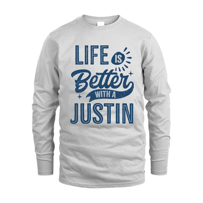 JUSTIN HH88-K2–Personalized Name Quote T-Shirt Life Is Better With Unisex Gift