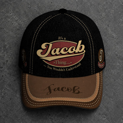 JACOB  TC06 HH79 Personalized Distressed Baseball Cap, Custom Retro Trucker Hat, Statement Dad Cap