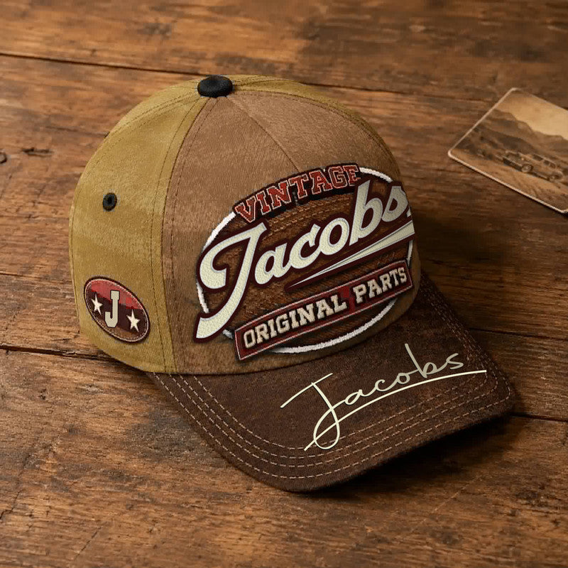 JACOBS TC02 HH79  Personalized Name Baseball Cap, Vintage Retro Hat, Custom Gift for Him & Her