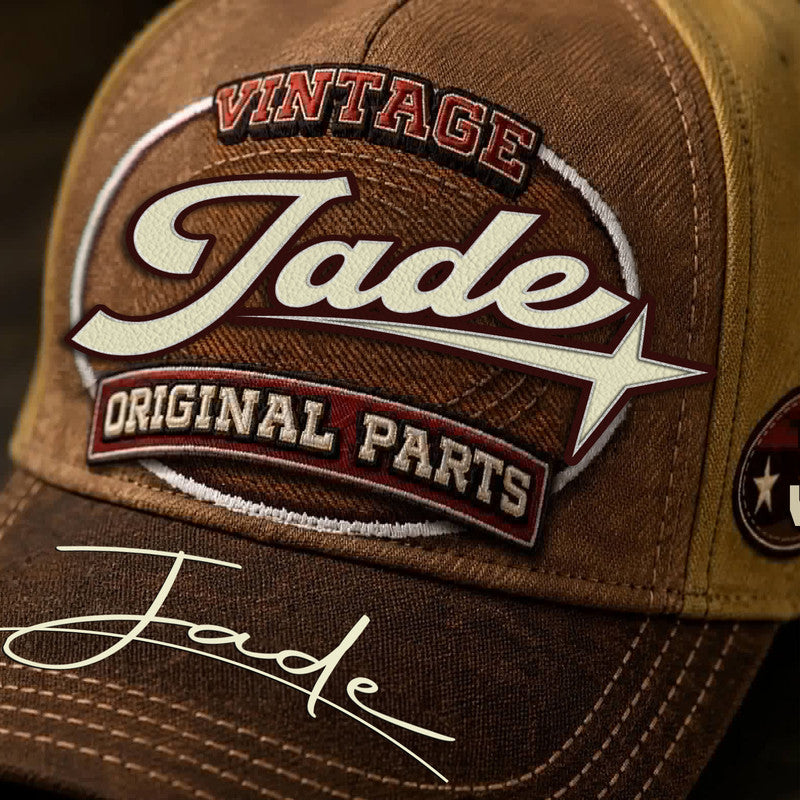 JADE TC02 HH79  Personalized Name Baseball Cap, Vintage Retro Hat, Custom Gift for Him & Her
