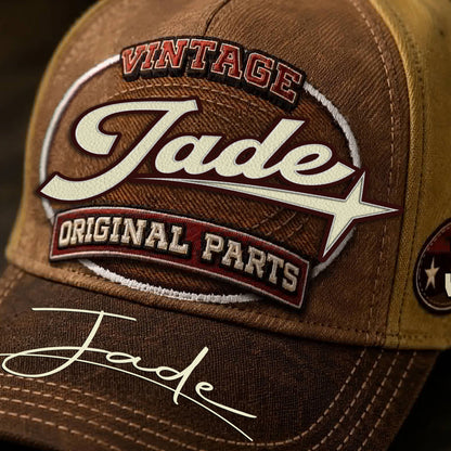 JADE TC02 HH79  Personalized Name Baseball Cap, Vintage Retro Hat, Custom Gift for Him & Her