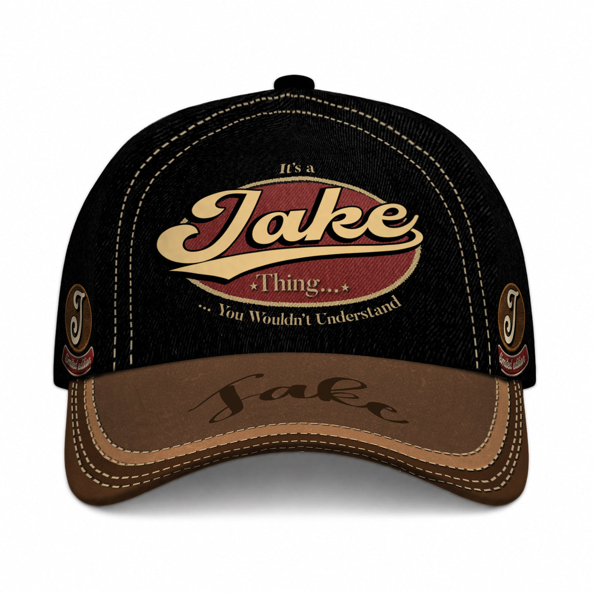 JAKE  TC06 HH79 Personalized Distressed Baseball Cap, Custom Retro Trucker Hat, Statement Dad Cap