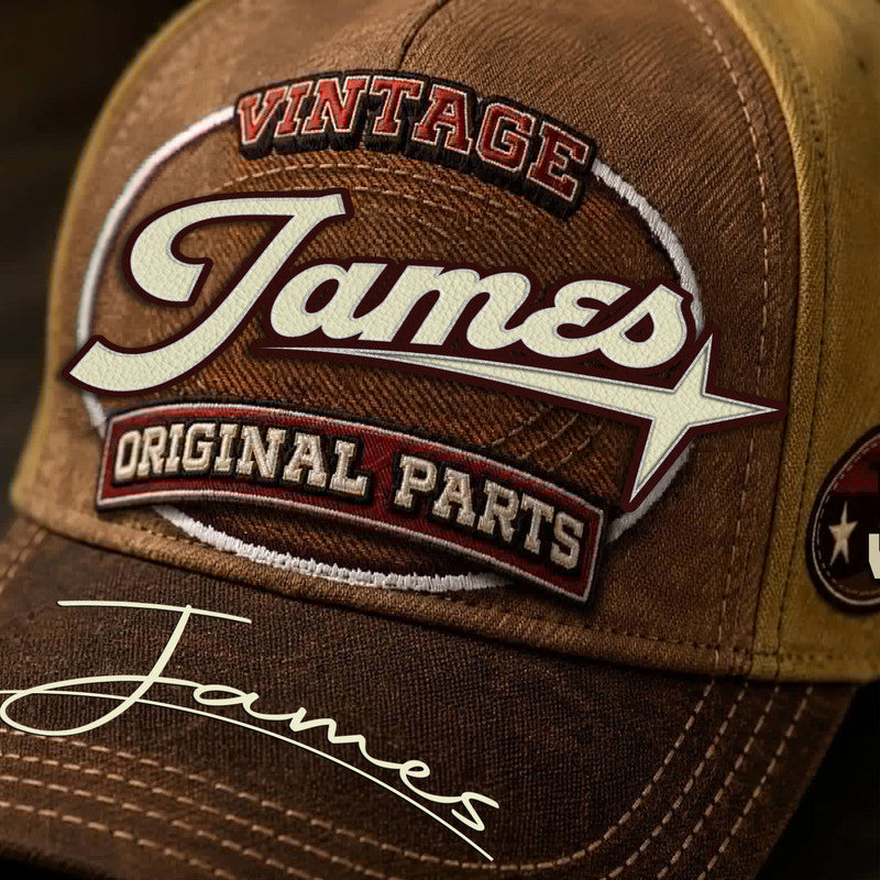 JAMES TC02 HH79  Personalized Name Baseball Cap, Vintage Retro Hat, Custom Gift for Him & Her