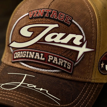 JAN TC02 HH79  Personalized Name Baseball Cap, Vintage Retro Hat, Custom Gift for Him & Her