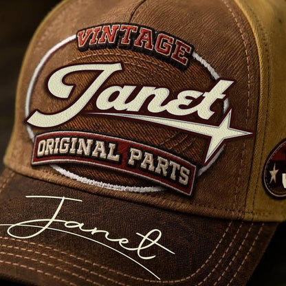 JANET TC02 HH79  Personalized Name Baseball Cap, Vintage Retro Hat, Custom Gift for Him & Her