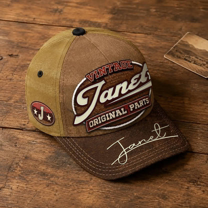 JANET TC02 HH79  Personalized Name Baseball Cap, Vintage Retro Hat, Custom Gift for Him & Her