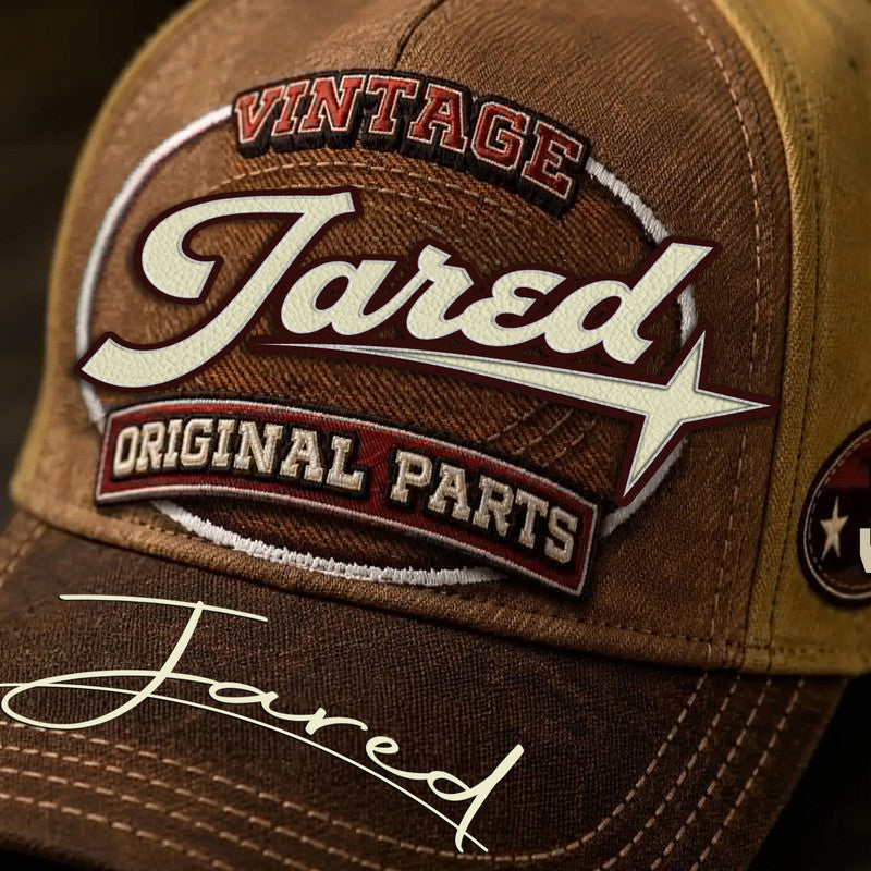 JARED TC02 HH79  Personalized Name Baseball Cap, Vintage Retro Hat, Custom Gift for Him & Her