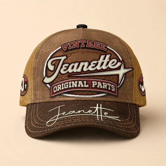 JEANETTE TC02 HH79  Personalized Name Baseball Cap, Vintage Retro Hat, Custom Gift for Him & Her