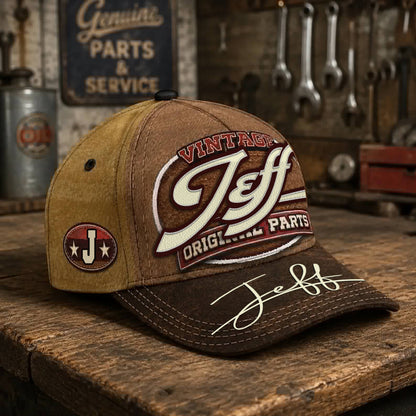 JEFF TC02 HH79  Personalized Name Baseball Cap, Vintage Retro Hat, Custom Gift for Him & Her