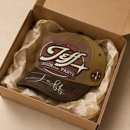 JEFF TC02 HH79  Personalized Name Baseball Cap, Vintage Retro Hat, Custom Gift for Him & Her